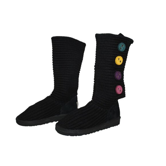UGG Girls Boot Size 2 EU 32 Classic Cardy Sweater Knit Fold Over Button 1967 - Picture 1 of 12